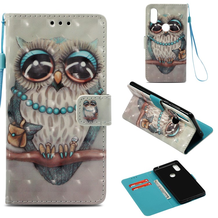 Pattern Printing Light Spot Decor PU Leather Magnetic Cover with Stand for Xiaomi Mi Mix 2s - Owl-1