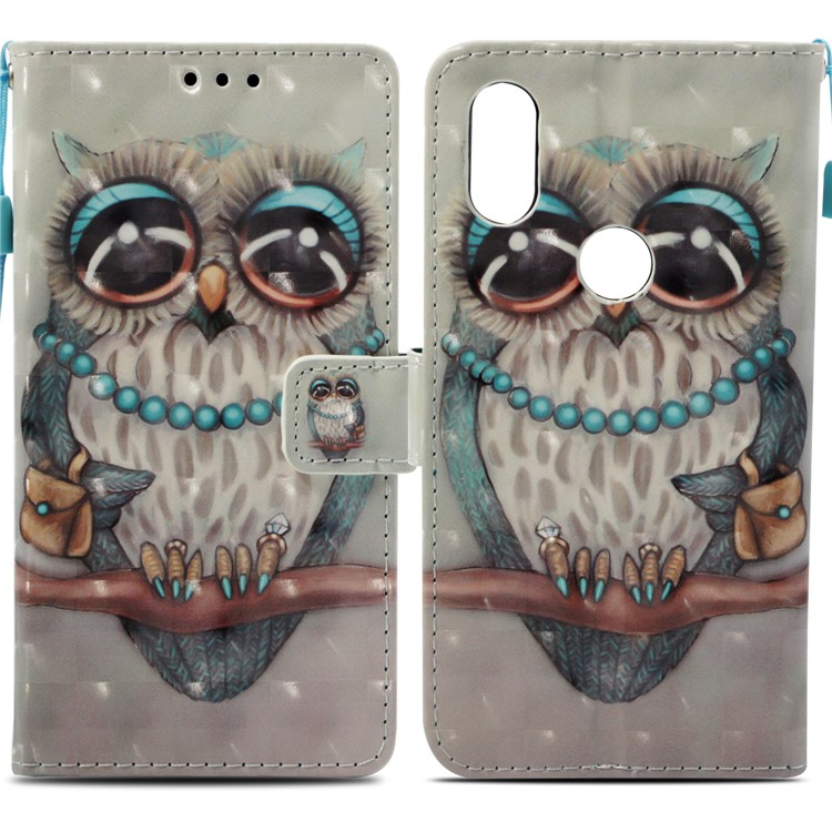 Pattern Printing Light Spot Decor PU Leather Magnetic Cover with Stand for Xiaomi Mi Mix 2s - Owl-3