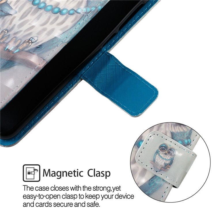 Pattern Printing Light Spot Decor PU Leather Magnetic Cover with Stand for Xiaomi Mi Mix 2s - Owl-5