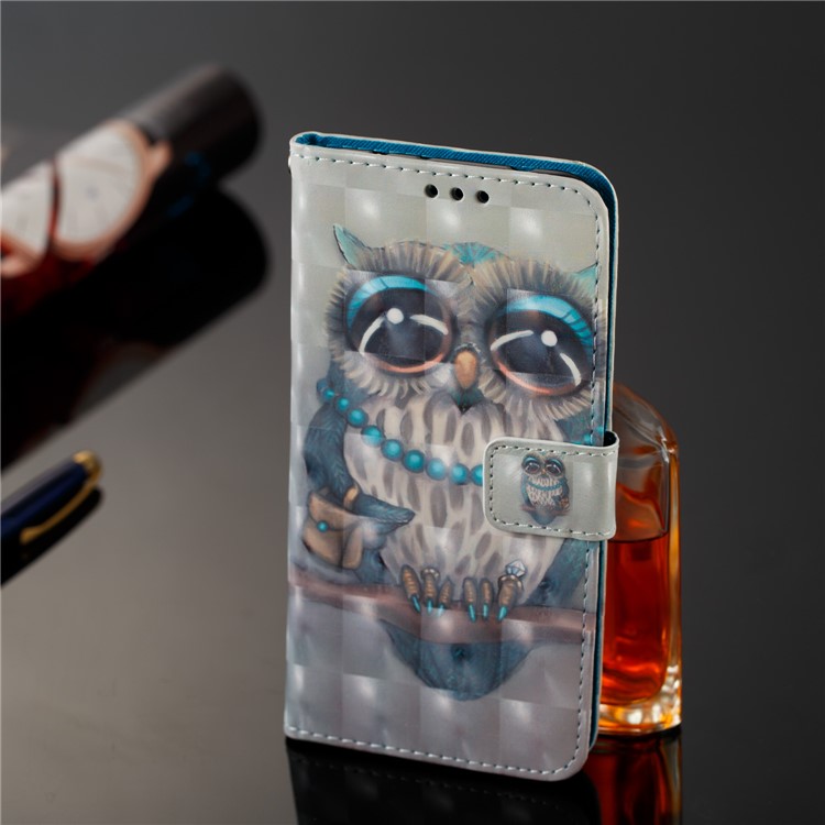 Pattern Printing Light Spot Decor PU Leather Magnetic Cover with Stand for Xiaomi Mi Mix 2s - Owl-6