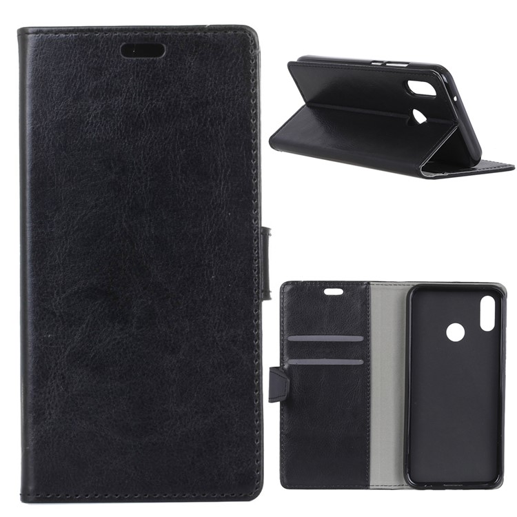 Crazy Horse Leather Wallet Case for Xiaomi Mi 8 SE (5.88-inch) - Black-1