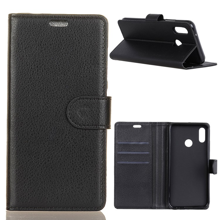 Litchi Skin Wallet Leather Stand Case for Xiaomi Mi 8 SE (5.88-inch) - Black-1
