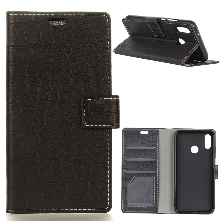 Vintage Crocodile Texture PU Leather Wallet Flip Case for Xiaomi Mi 8 SE (5.88-inch) - Black-1