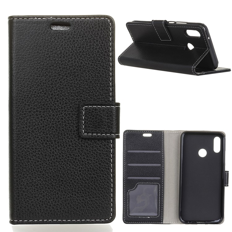 Litchi Texture Wallet Stand Leather Phone Case for Xiaomi Mi 8 SE (5.88-inch) - Black-1