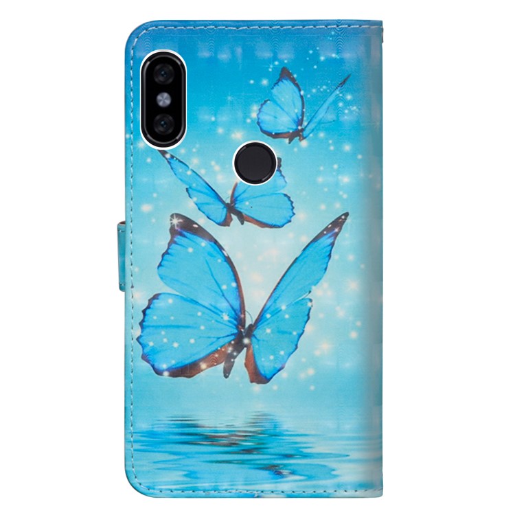 Pattern Printing Wallet Leather Cover with Stand for Xiaomi Redmi S2 / Y2 - Blue Butterfly-4