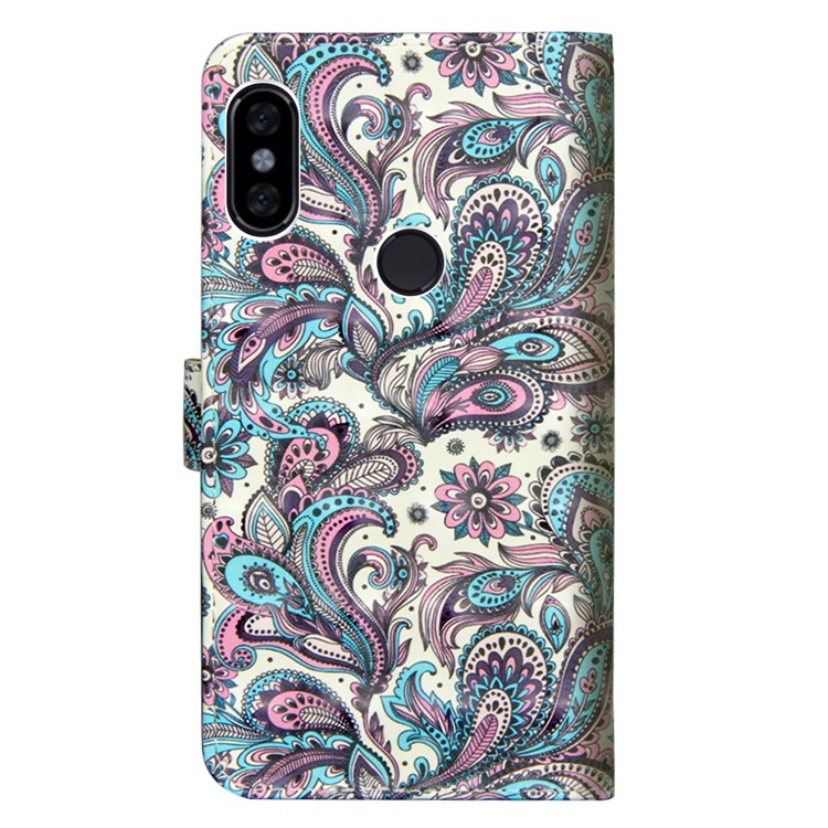Pattern Printing Leather Stand Case with Card Slots for Xiaomi Redmi S2 / Y2 - Colorized Flower-4