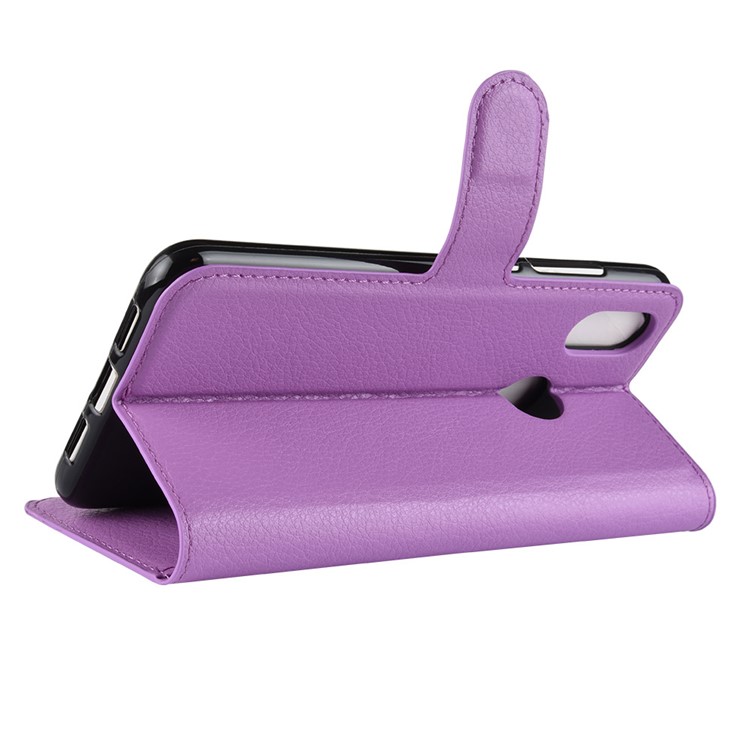 Litchi Skin Stand Leather Card Holder Case Cover for Xiaomi Mi 8 (6.21-inch) - Purple-5