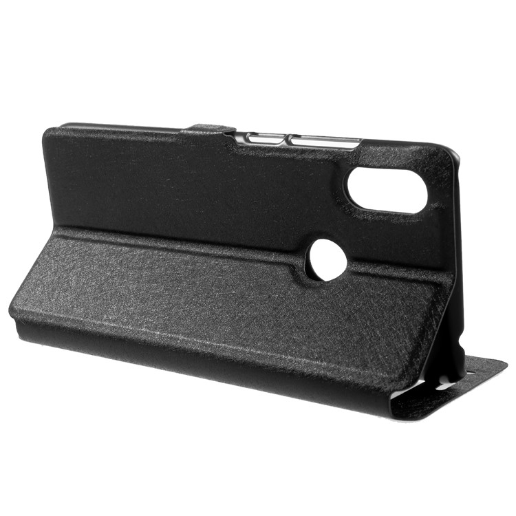 Silk Texture Dual View Window Leather Stand Flip Cover for Xiaomi Redmi S2 / Y2 - Black-4