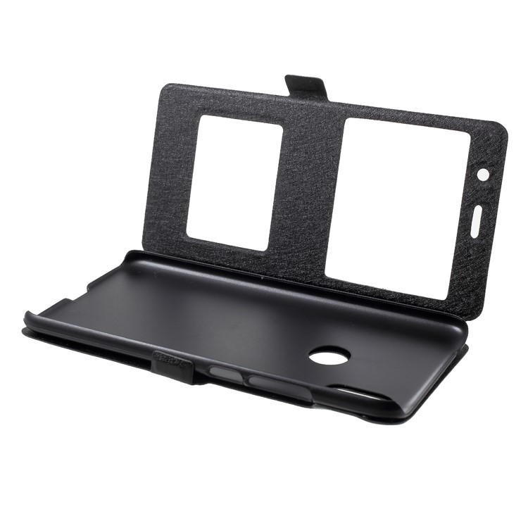 Silk Texture Dual View Window Leather Stand Flip Cover for Xiaomi Redmi S2 / Y2 - Black-5