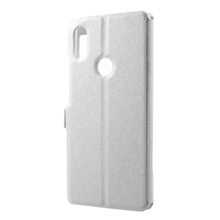 Silk Texture Dual View Window Leather Stand Folio Case for Xiaomi Redmi S2 / Y2 - White-2
