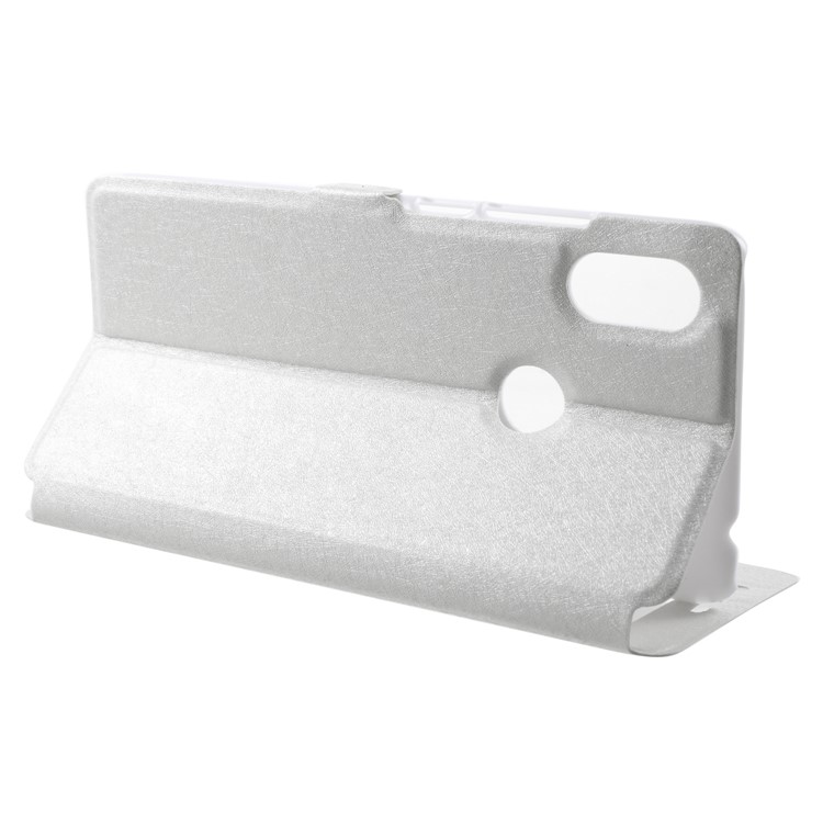 Silk Texture Dual View Window Leather Stand Folio Case for Xiaomi Redmi S2 / Y2 - White-4