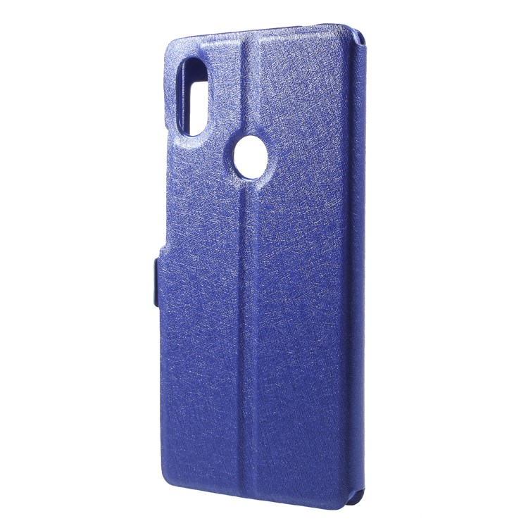 Silk Texture Dual View Window Leather Stand Mobile Phone Casing for Xiaomi Redmi S2 / Y2 - Blue-2