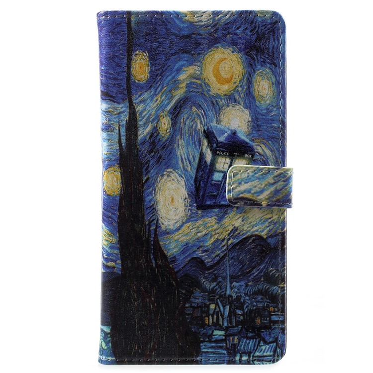 Pattern Printing PU Leather Phone Case for Xiaomi Mi 8 (6.21-inch) - Starry Night-1