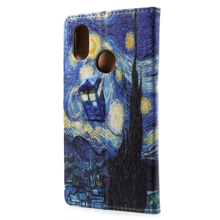 Pattern Printing PU Leather Phone Case for Xiaomi Mi 8 (6.21-inch) - Starry Night-3