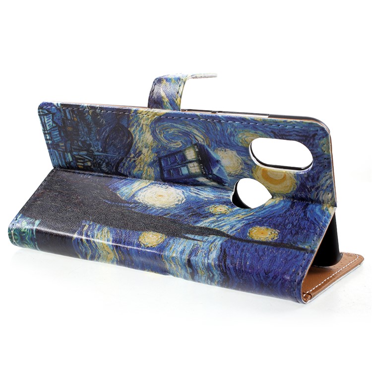 Pattern Printing PU Leather Phone Case for Xiaomi Mi 8 (6.21-inch) - Starry Night-4