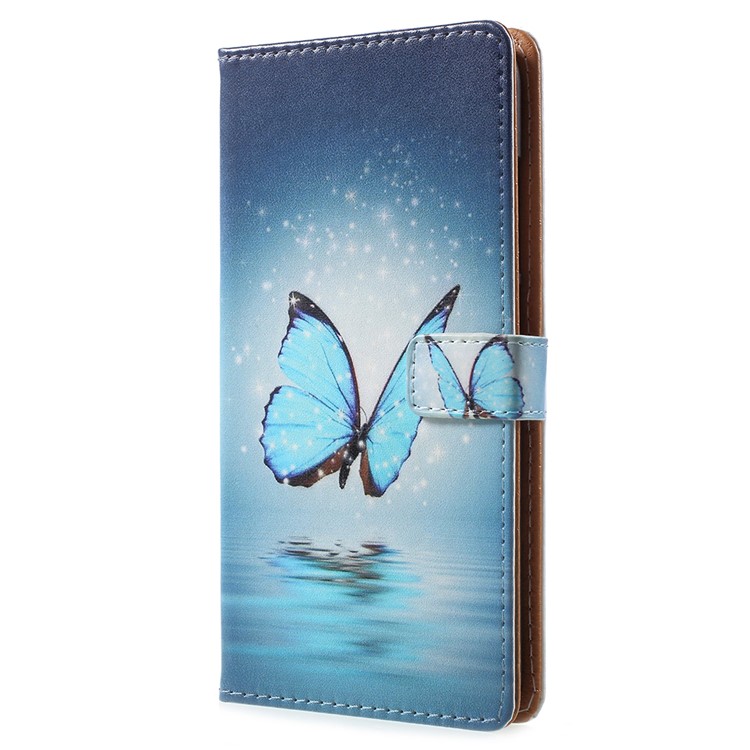 Pattern Printing PU Leather Phone Shell for Xiaomi Mi 8 (6.21-inch) - Blue Butterfly-2