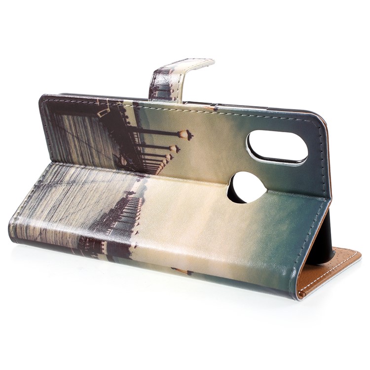 Pattern Printing PU Leather Phone Accessory Case for Xiaomi Mi 8 (6.21-inch) - Dock at Sunset-4