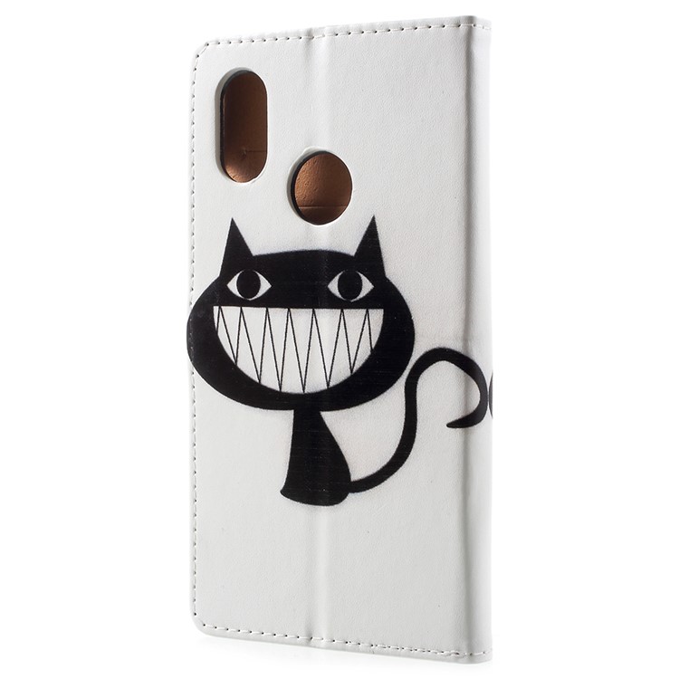Pattern Printing PU Leather Phone Accessory Cover for Xiaomi Mi 8 (6.21-inch) - Grinning Cat-3