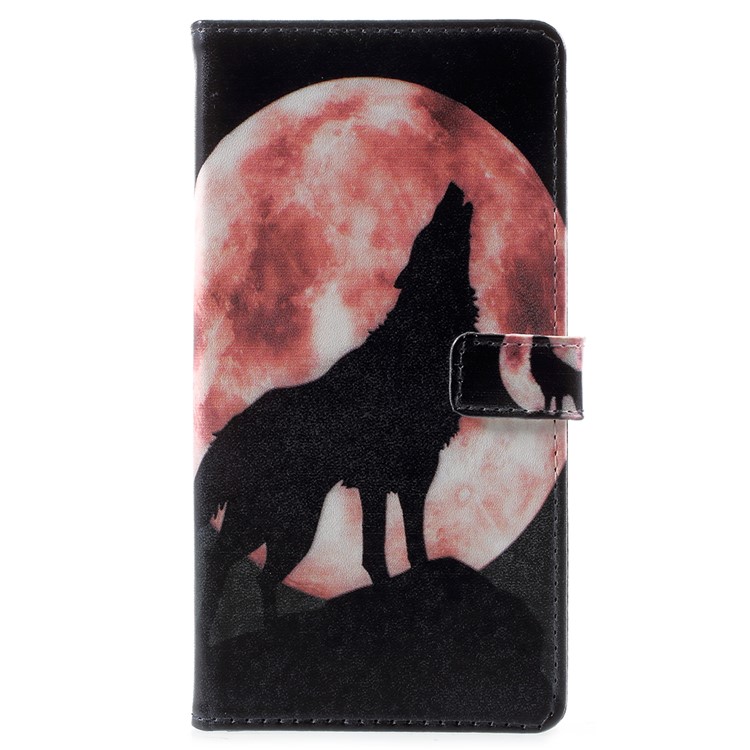 Pattern Printing PU Leather Phone Protection Cover for Xiaomi Mi 8 (6.21-inch) - Wolf Howling at the Moon-1