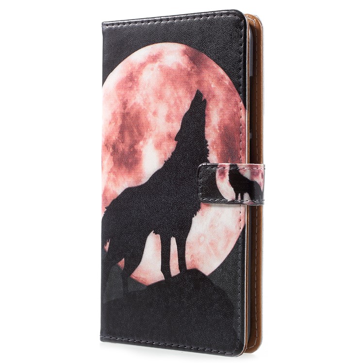 Pattern Printing PU Leather Phone Protection Cover for Xiaomi Mi 8 (6.21-inch) - Wolf Howling at the Moon-2