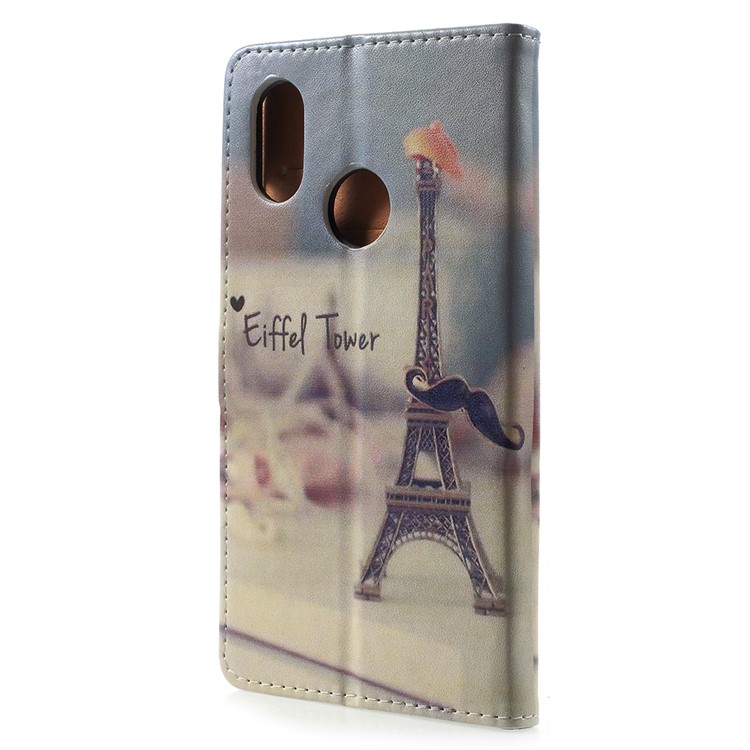 Pattern Printing PU Leather Phone Protection Case for Xiaomi Mi 8 (6.21-inch) - Eiffel Tower and Mustache-3