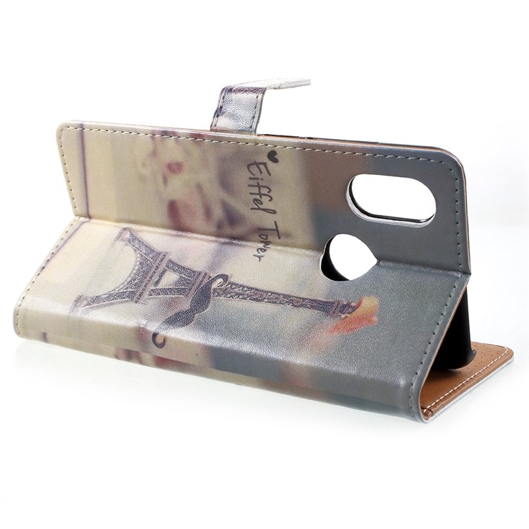 Pattern Printing PU Leather Phone Protection Case for Xiaomi Mi 8 (6.21-inch) - Eiffel Tower and Mustache-4
