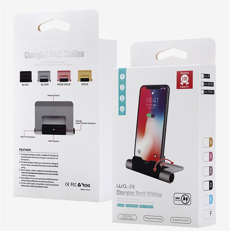 WQ26 Type-C 2A Portable Dock Charger Charging Sync Desktop Cradle Station - Black-3
