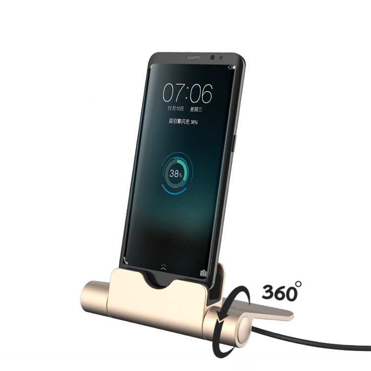 WQ26 Portable Type-C 2A Charging Stand Dock Charger Sync Desktop Cradle Station - Gold-2
