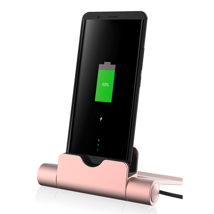 WQ26 Micro USB Foldable Desktop Data Sync Charging Dock Station Stand Holder - Rose Gold-1