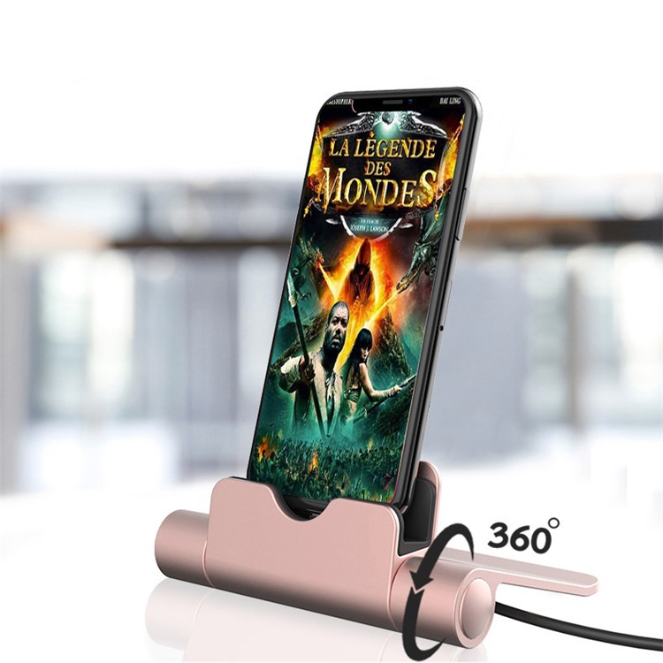 WQ26 Micro USB Foldable Desktop Data Sync Charging Dock Station Stand Holder - Rose Gold-2