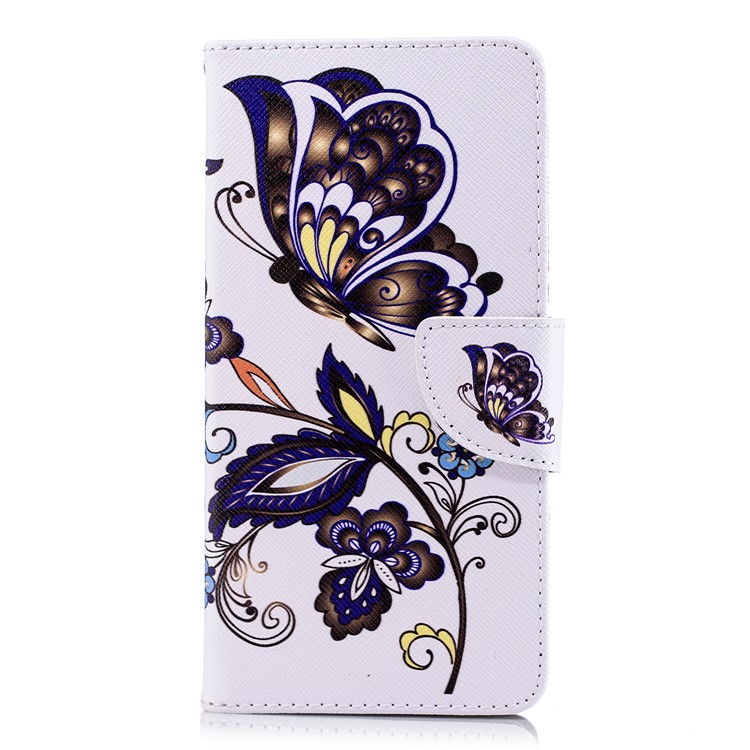 Pattern Printing Wallet Stand Leather Flip Case for Xiaomi Redmi 5 - Butterfly and Flower-2