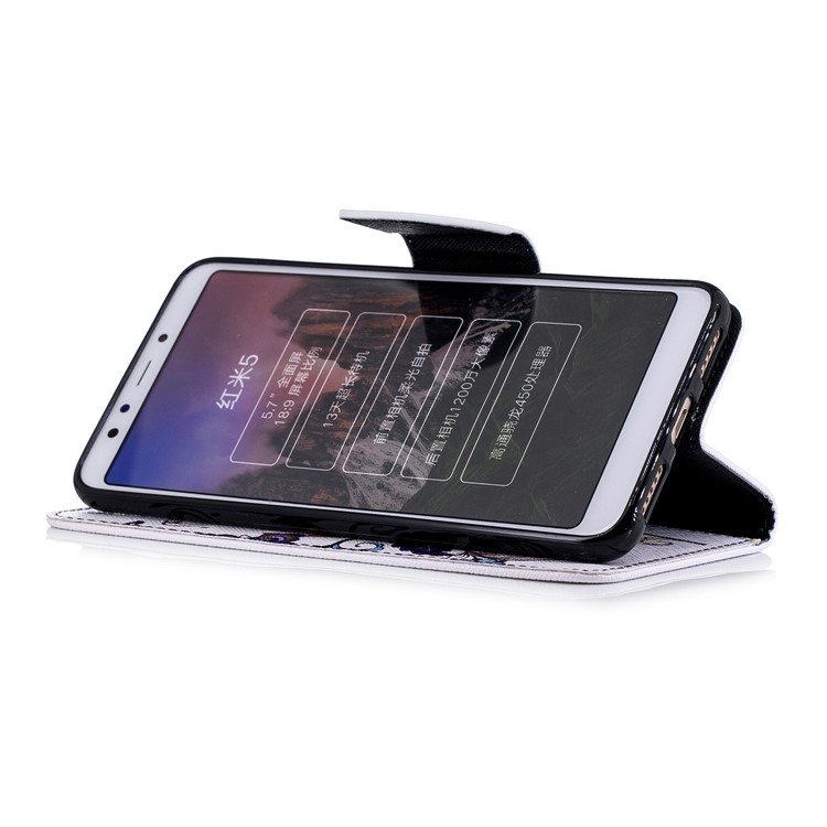 Pattern Printing Wallet Stand Leather Flip Case for Xiaomi Redmi 5 - Butterfly and Flower-5