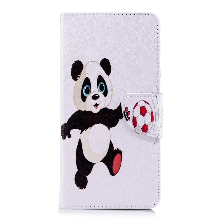 Pattern Printing Wallet Stand Leather Flip Cover for Xiaomi Redmi 5 - Panda Playing Football-2