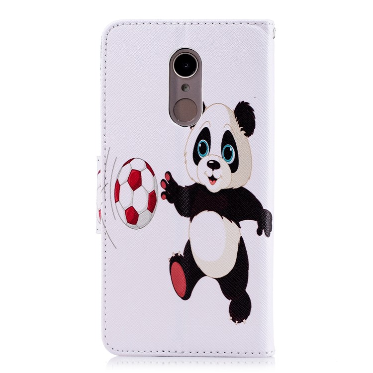 Pattern Printing Wallet Stand Leather Flip Cover for Xiaomi Redmi 5 - Panda Playing Football-3
