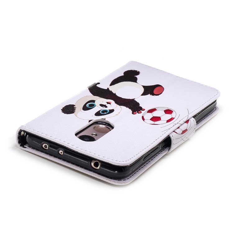 Pattern Printing Wallet Stand Leather Flip Cover for Xiaomi Redmi 5 - Panda Playing Football-7