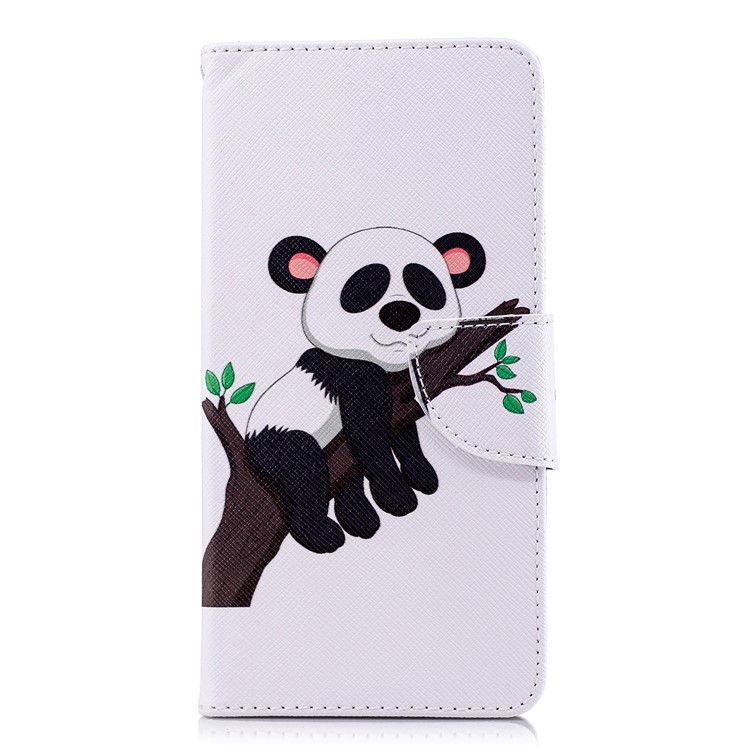 Patterned Wallet Stand Leather Phone Shell for Xiaomi Redmi 5 - Panda Climbing Tree-2