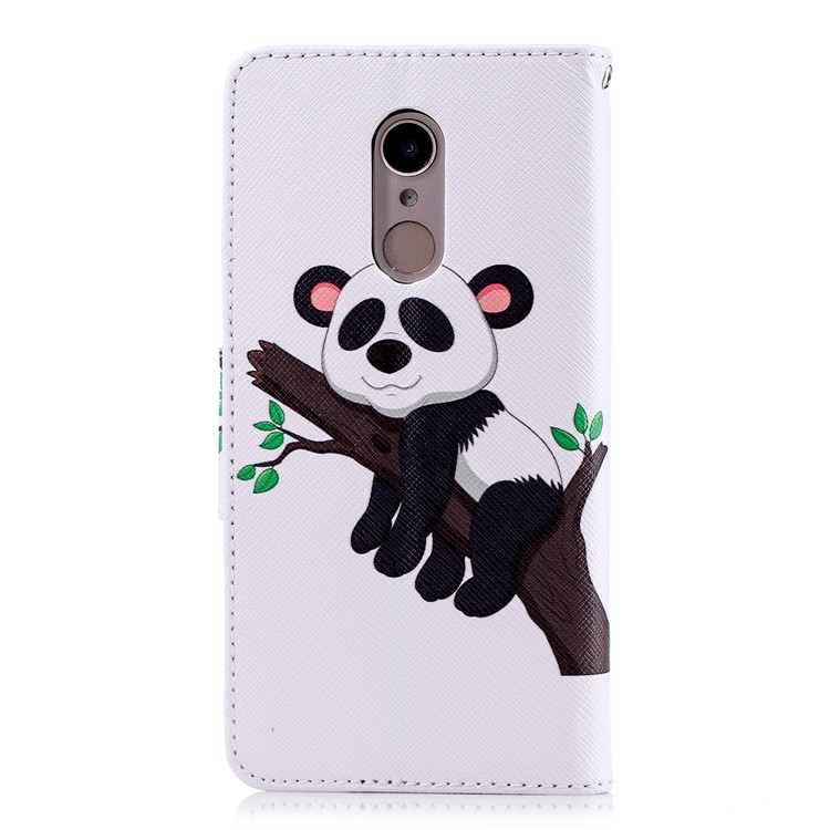 Patterned Wallet Stand Leather Phone Shell for Xiaomi Redmi 5 - Panda Climbing Tree-3