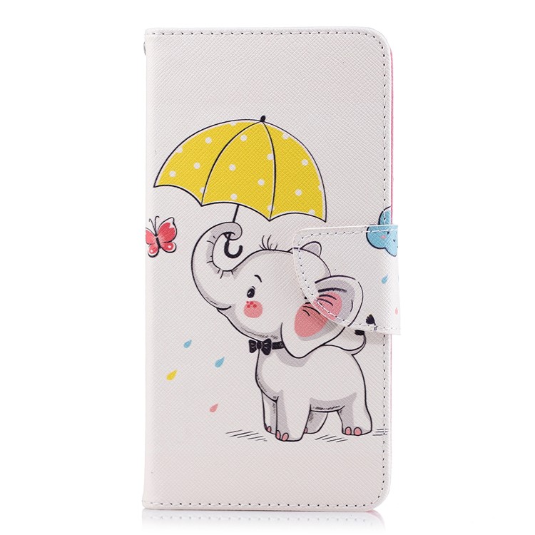 Patterned Wallet Stand Leather Phone Case Cover for Xiaomi Redmi 5 - Elephant Holding an Umbrella-2