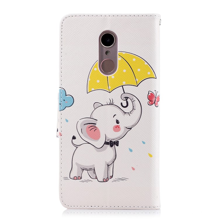 Patterned Wallet Stand Leather Phone Case Cover for Xiaomi Redmi 5 - Elephant Holding an Umbrella-3