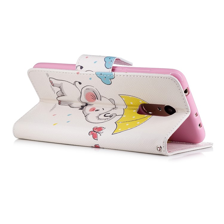 Patterned Wallet Stand Leather Phone Case Cover for Xiaomi Redmi 5 - Elephant Holding an Umbrella-4