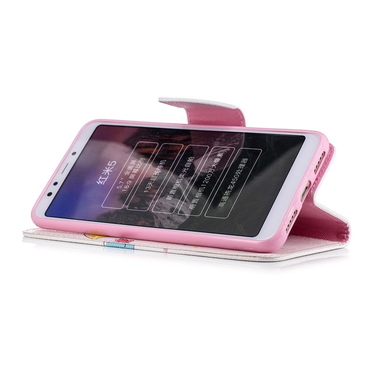 Patterned Wallet Stand Leather Phone Case Cover for Xiaomi Redmi 5 - Elephant Holding an Umbrella-5