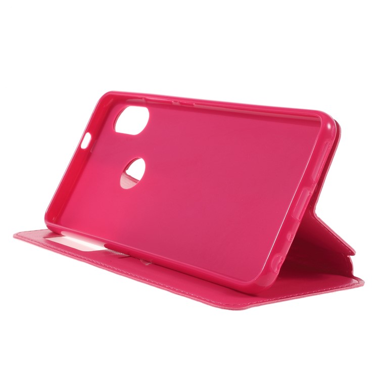 ROAR Noble Leather View Window Casing with Stand for Xiaomi Redmi Note 5 Pro (Dual Camera) / Redmi Note 5 (China) - Rose-5