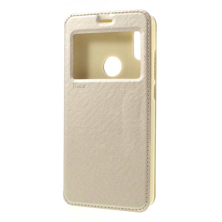 ROAR Noble Leather View Window Stand Protective Cover for Xiaomi Redmi Note 5 Pro (Dual Camera) / Redmi Note 5 (China) - Gold-3