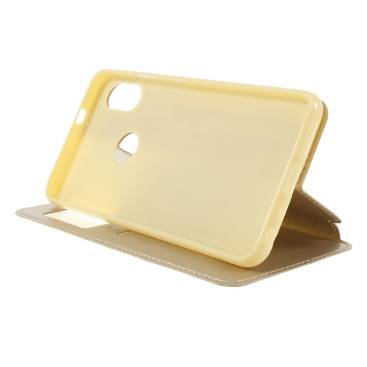 ROAR Noble Leather View Window Stand Protective Cover for Xiaomi Redmi Note 5 Pro (Dual Camera) / Redmi Note 5 (China) - Gold-4