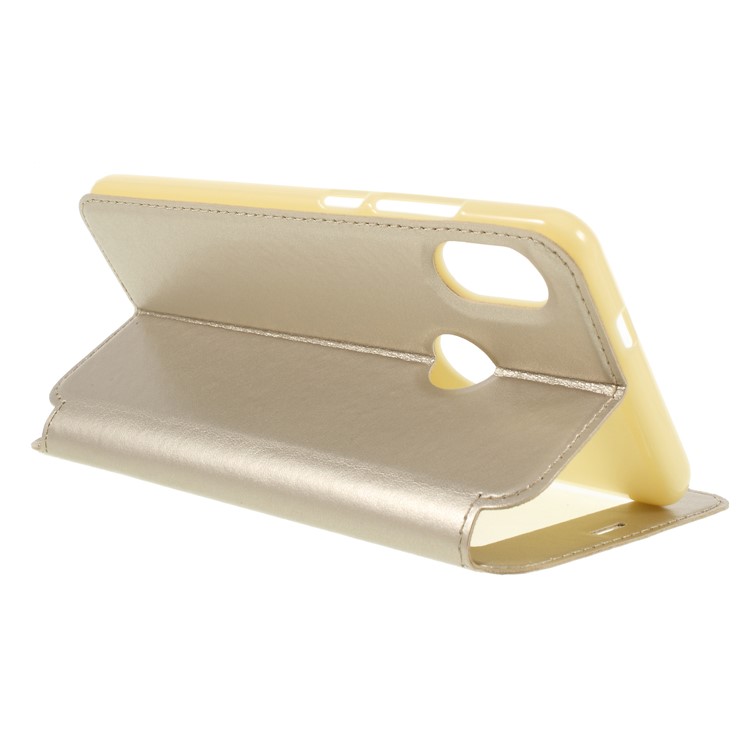 ROAR Noble Leather View Window Stand Protective Cover for Xiaomi Redmi Note 5 Pro (Dual Camera) / Redmi Note 5 (China) - Gold-5
