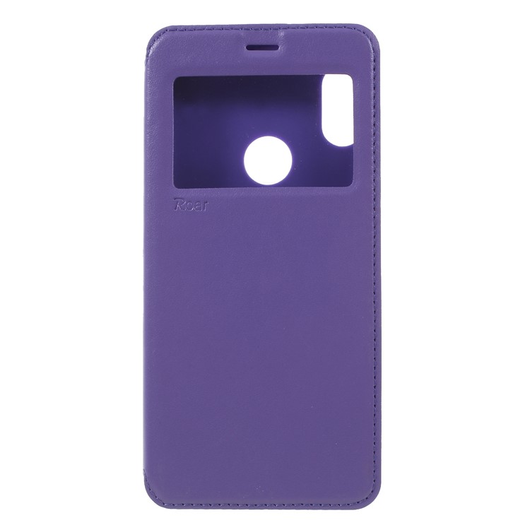 ROAR Noble Leather View Window Stand Folio Phone Casing for Xiaomi Redmi Note 5 Pro (Dual Camera) / Redmi Note 5 (China) - Purple-1