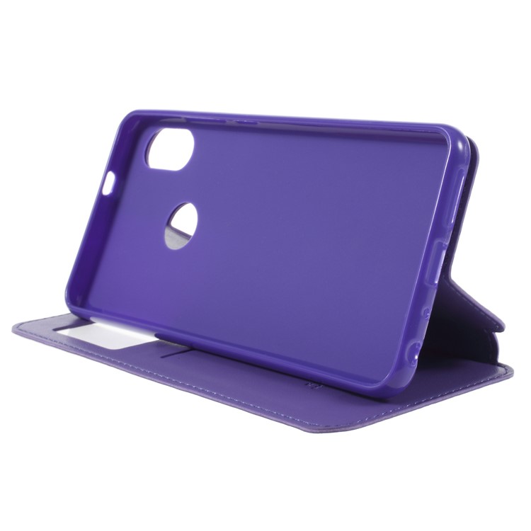 ROAR Noble Leather View Window Stand Folio Phone Casing for Xiaomi Redmi Note 5 Pro (Dual Camera) / Redmi Note 5 (China) - Purple-4