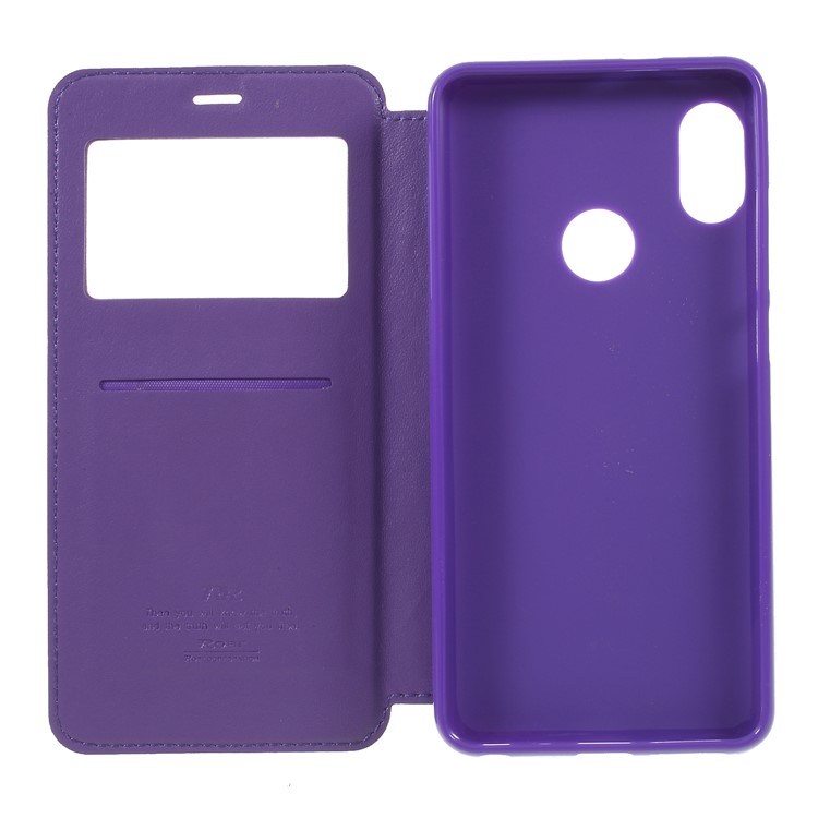 ROAR Noble Leather View Window Stand Folio Phone Casing for Xiaomi Redmi Note 5 Pro (Dual Camera) / Redmi Note 5 (China) - Purple-6
