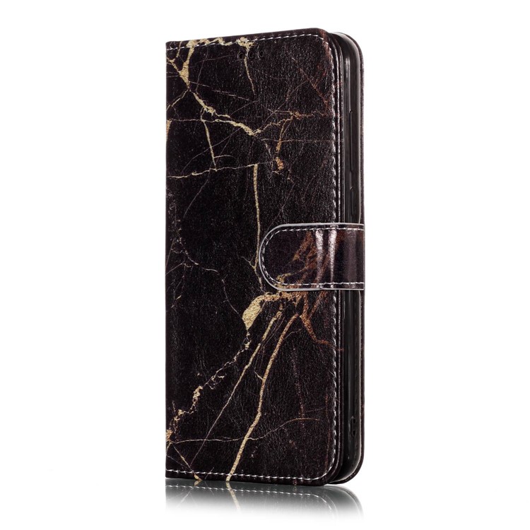 Patterned PU Leather Phone Case for Xiaomi Redmi Note 5 (12MP Rear Camera) / Redmi 5 Plus (China) - Black Marble Pattern-2