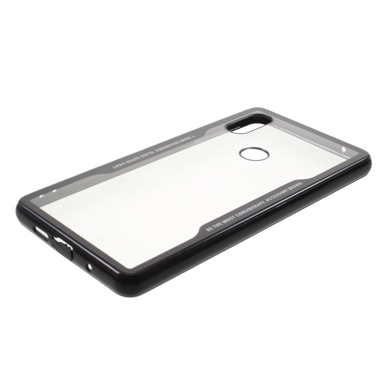 Silicone Edge + Clear Acrylic Back Hybrid Shell Case for Xiaomi Mi Mix 2s - Black-2